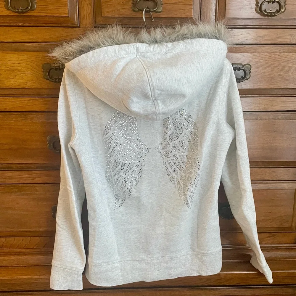 Victoria's Secret Gray Hoodie with Fur Trim - Picture 1 of 5